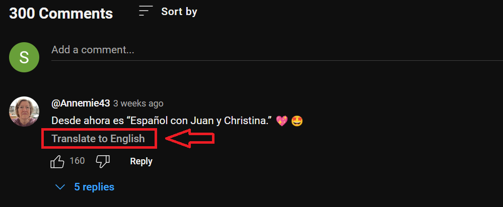 Translating YouTube Comments on Desktop