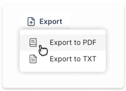 Export file to PDF or TXT