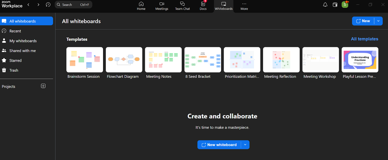 Create template in Zoom Whiteboard