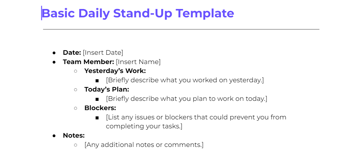Sample Meeting Note Template