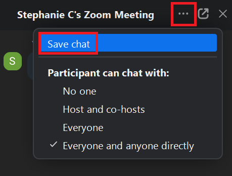 Manually save the Zoom chat