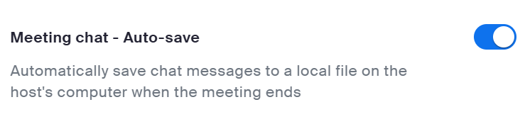 Enable auto-saving chats on Zoom