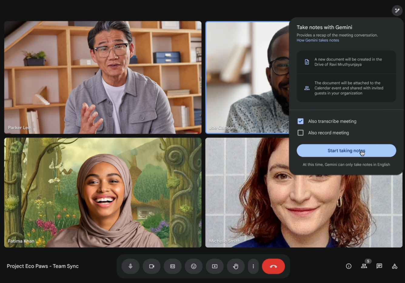 "Take notes for me" in Google Meet