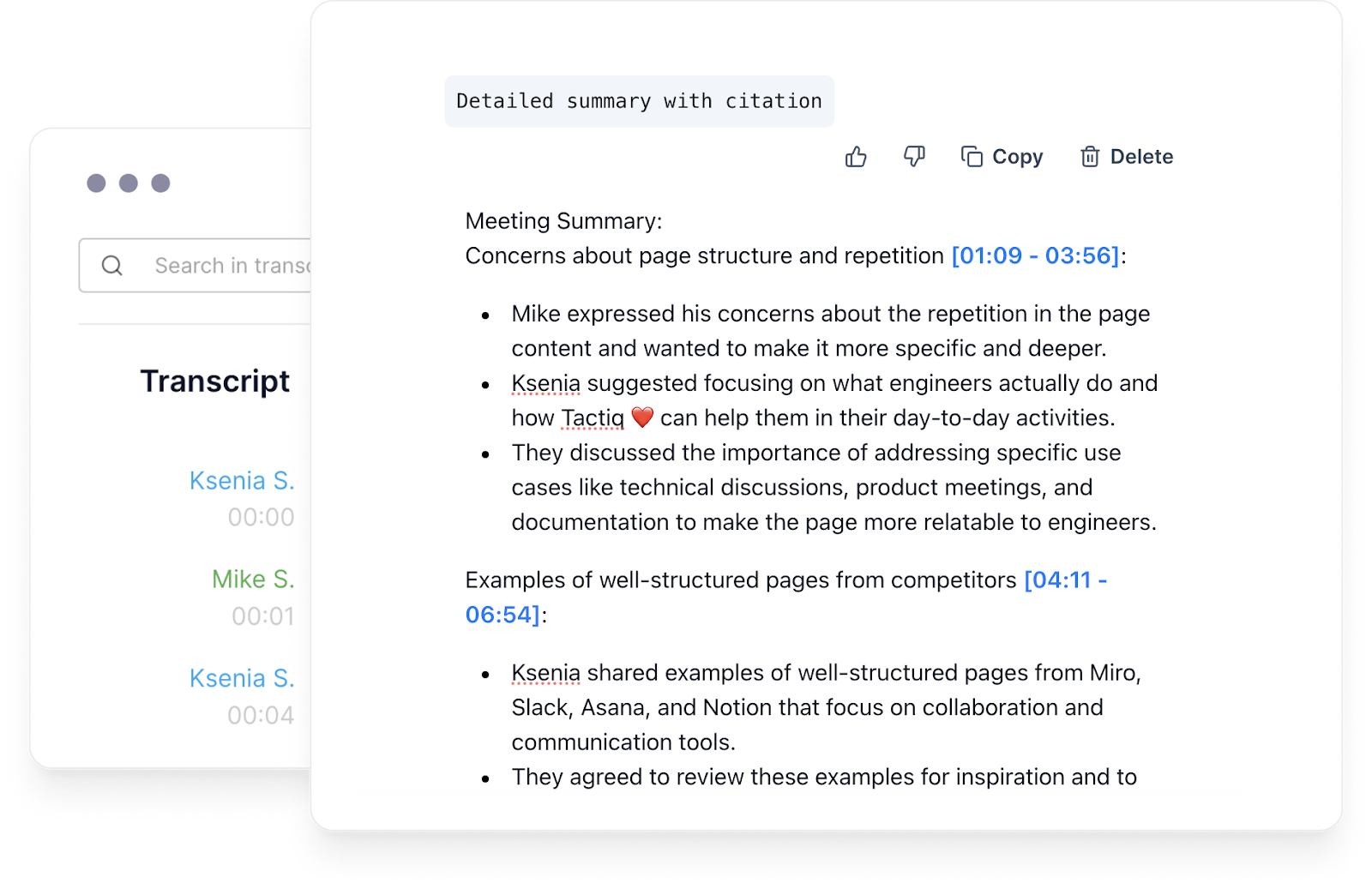 Tactiq Transcript with Timestamps