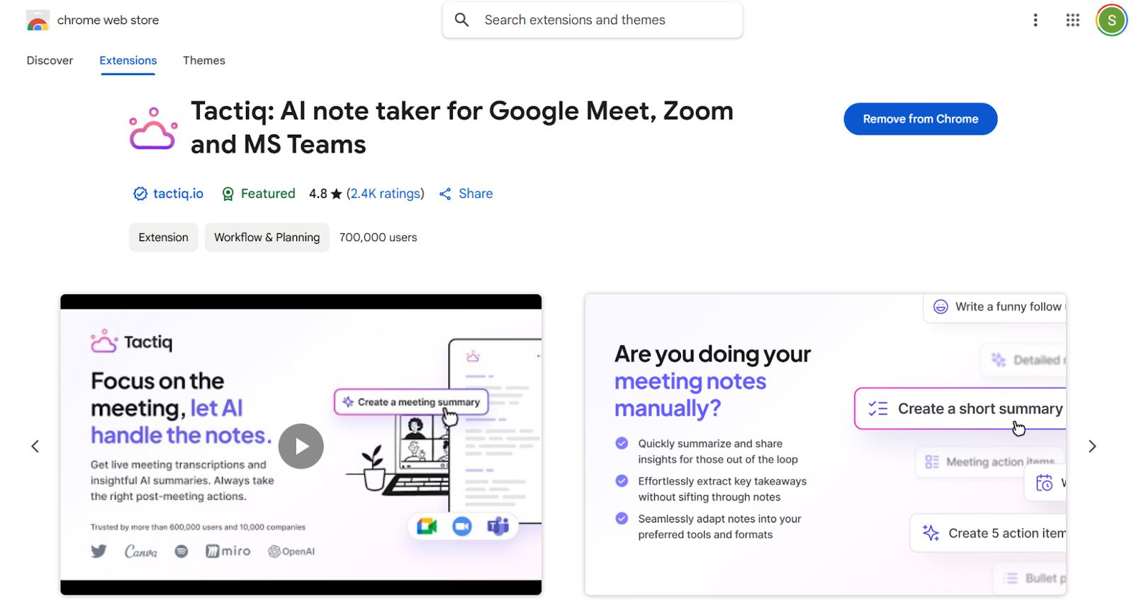 Tactiq Chrome Extension