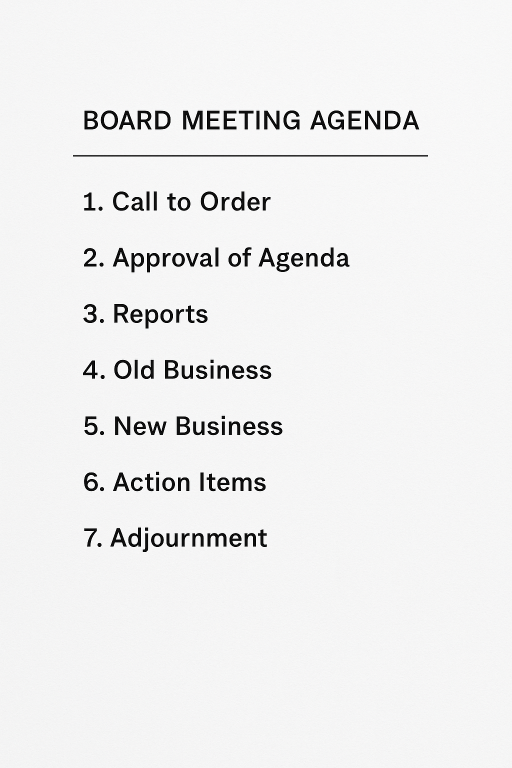 Board Meeting Agenda Sample