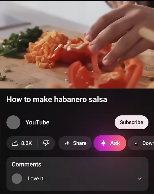 YouTube Ask Feature