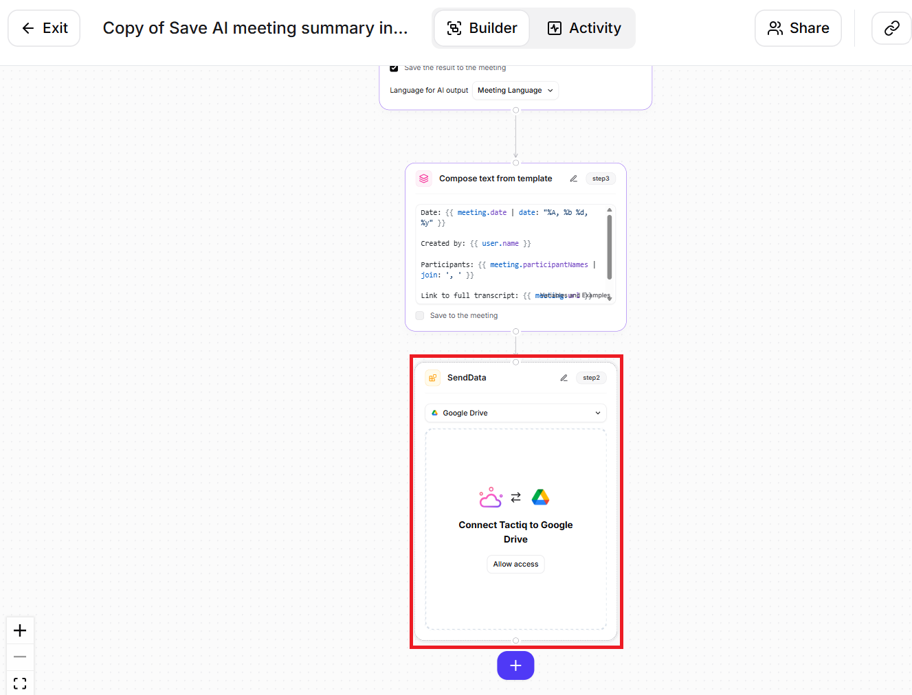 Connecting Google Drive with Tactiq