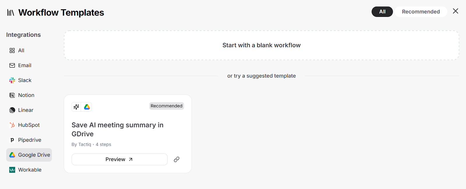 Tactiq AI Workflow Templates