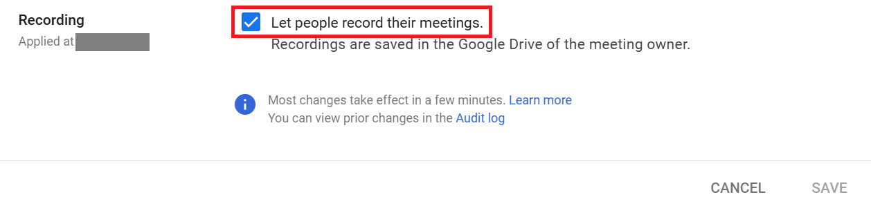 Let people record their meetings on Google Meet