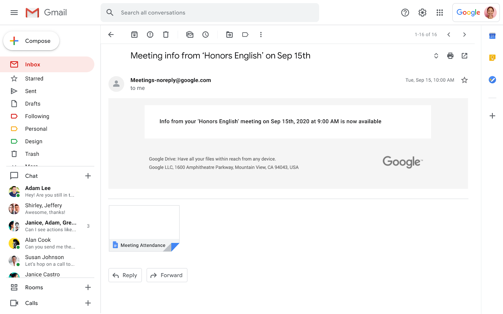 Google Meet Attendance Report