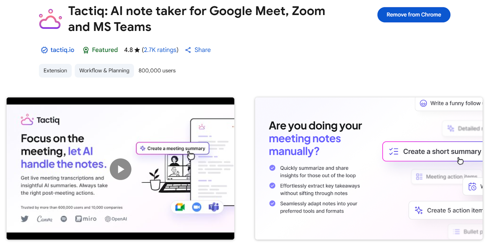 Tactiq Chrome Extension