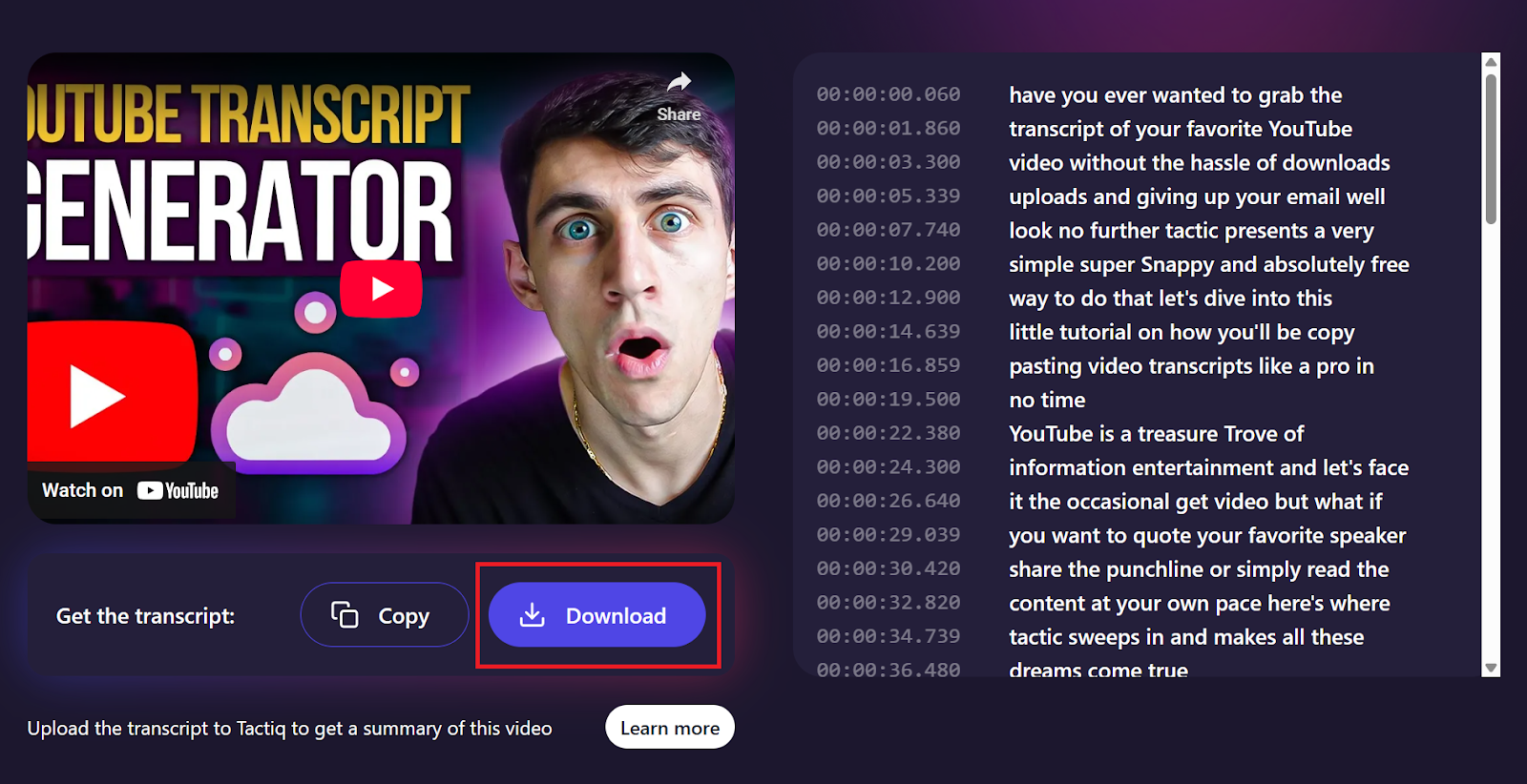 Download Generated Transcript