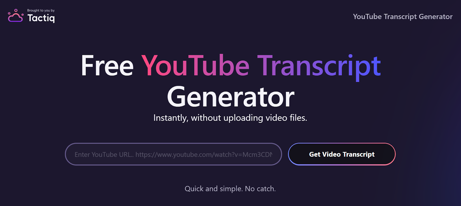 Tactiq's YouTube Transcript Generator