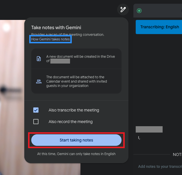Google Meet’s Gemini Note Taker