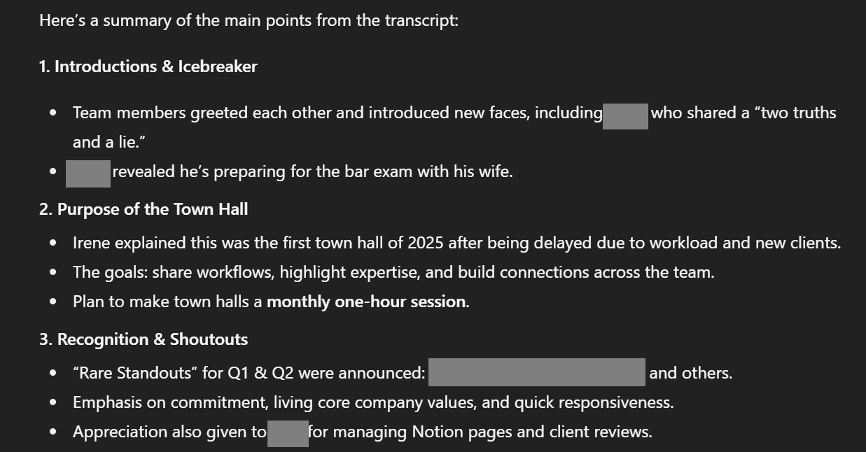 ChatGPT Response Sample