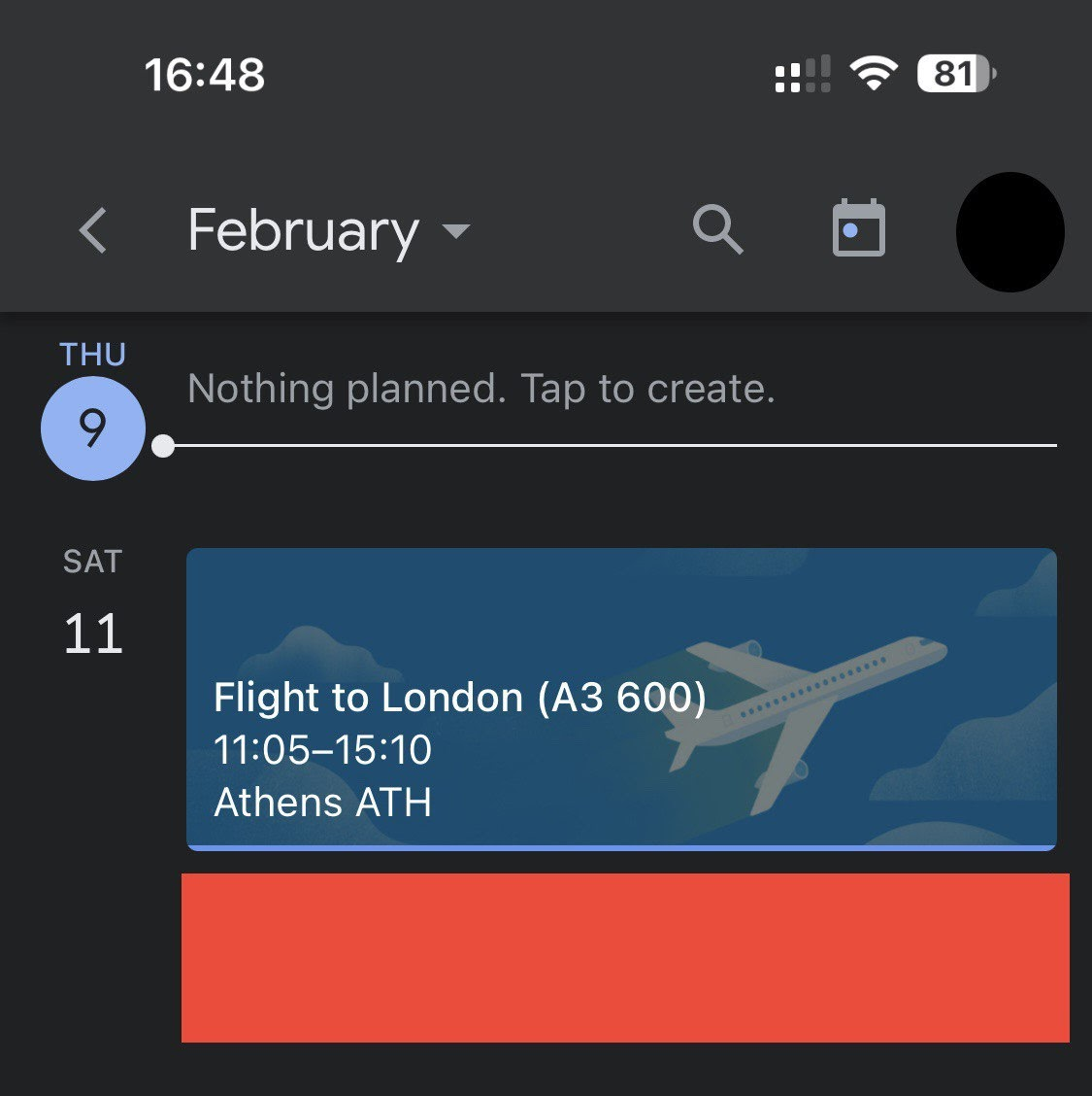 Google Calendar Sample Flight
