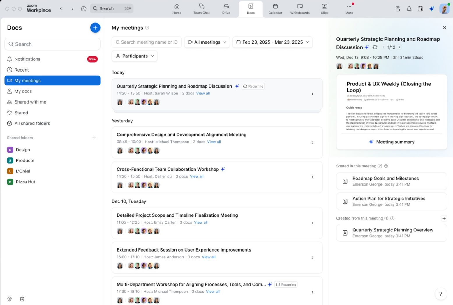 Zoom Docs From My Meetings view