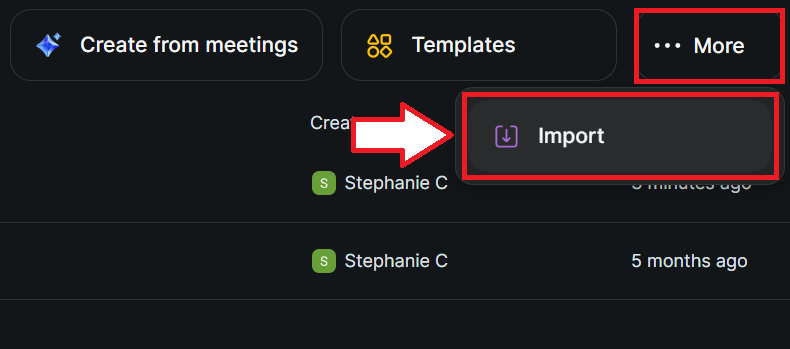 Importing an existing file
