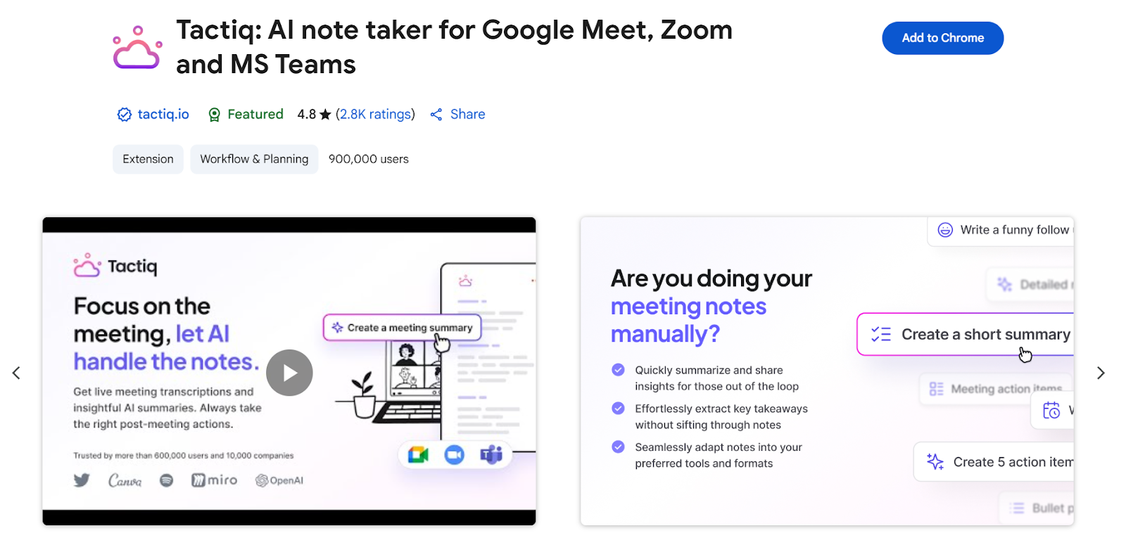 Tactiq Chrome extension