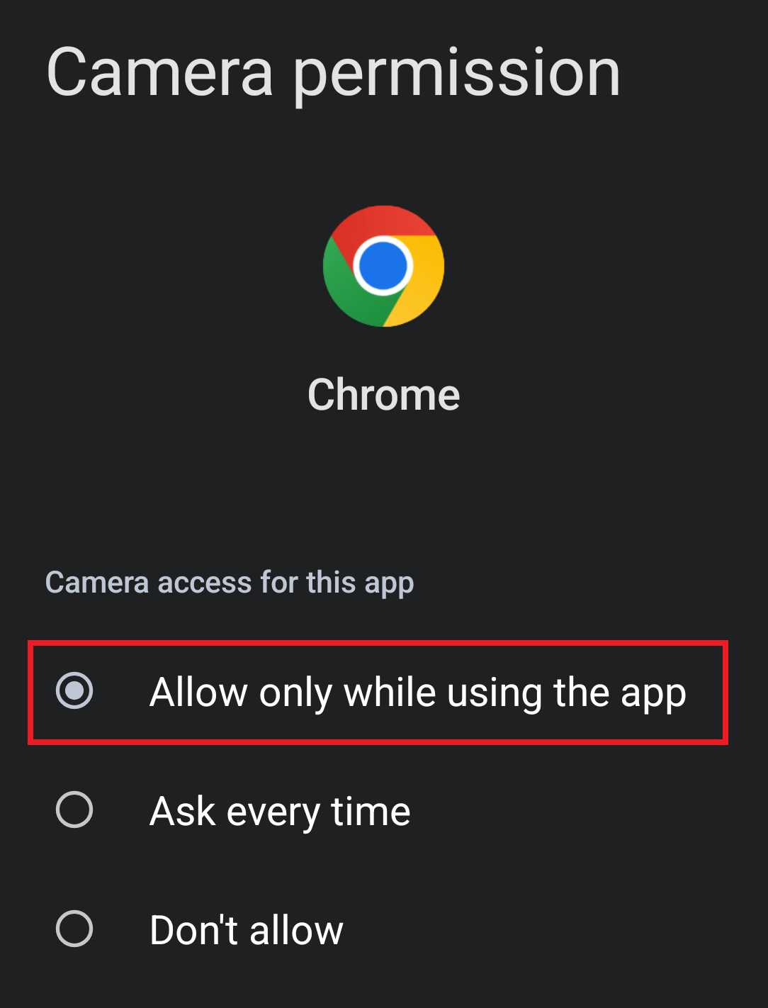Allow Camera Permissions on Android