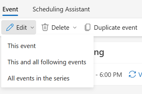 Rescheduling a single meeting in a series