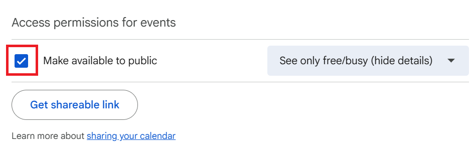 Make Calendar available to public