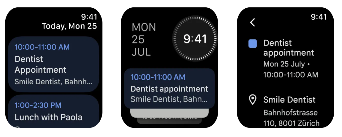 Google Calendar app for Apple Watch
