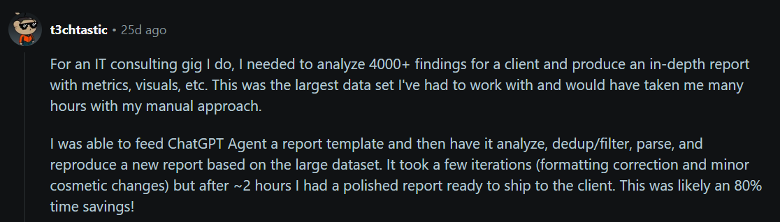 Data and report generation with ChatGPT Agent