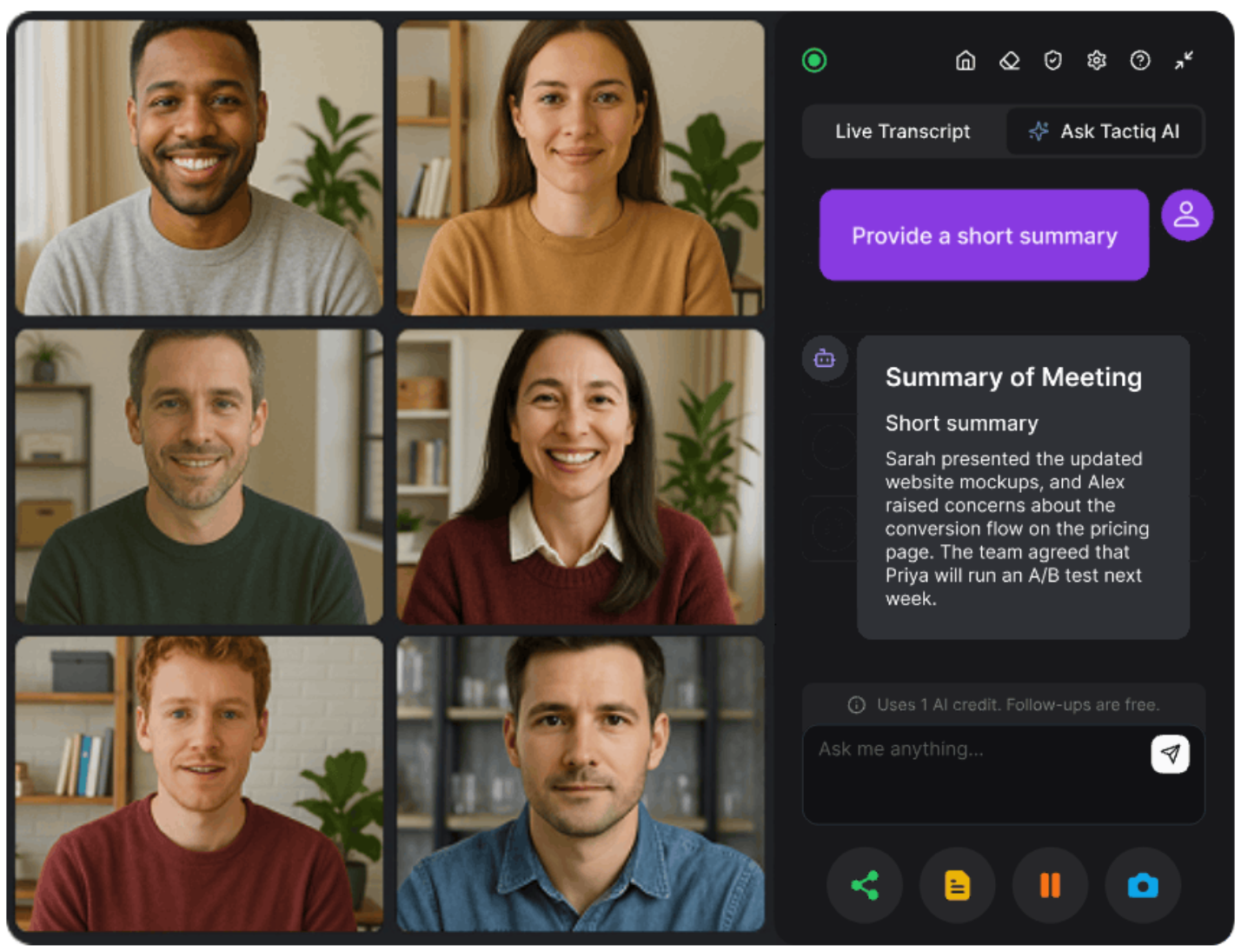 Using Tactiq for In-Meeting AI Questions
