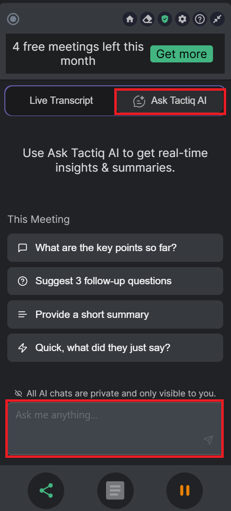 Ask Tactiq AI a question