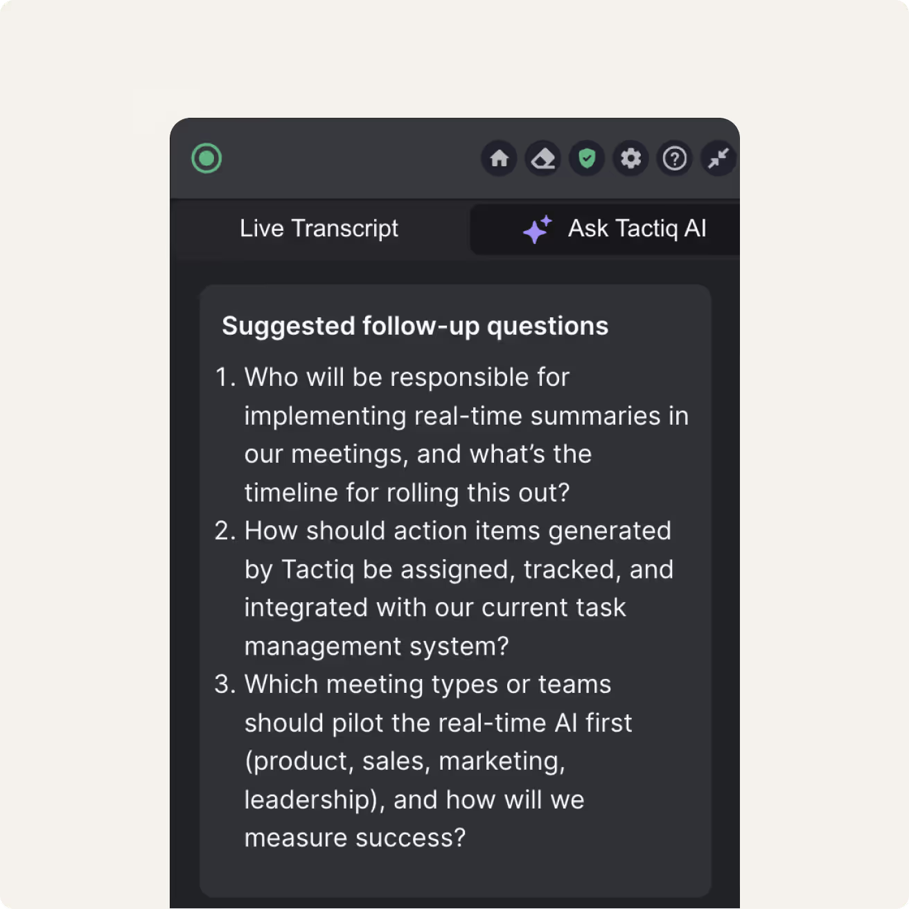 AI chat as a meetings thought partner