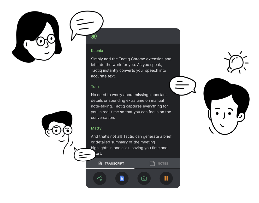 Tactiq real-time transcription