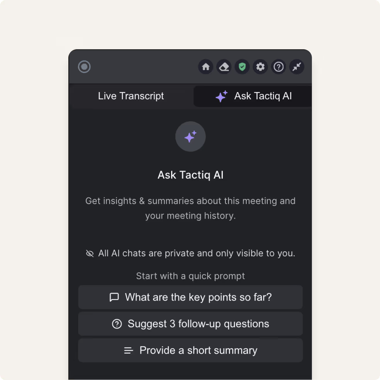 AI chat real-time action items & summaries