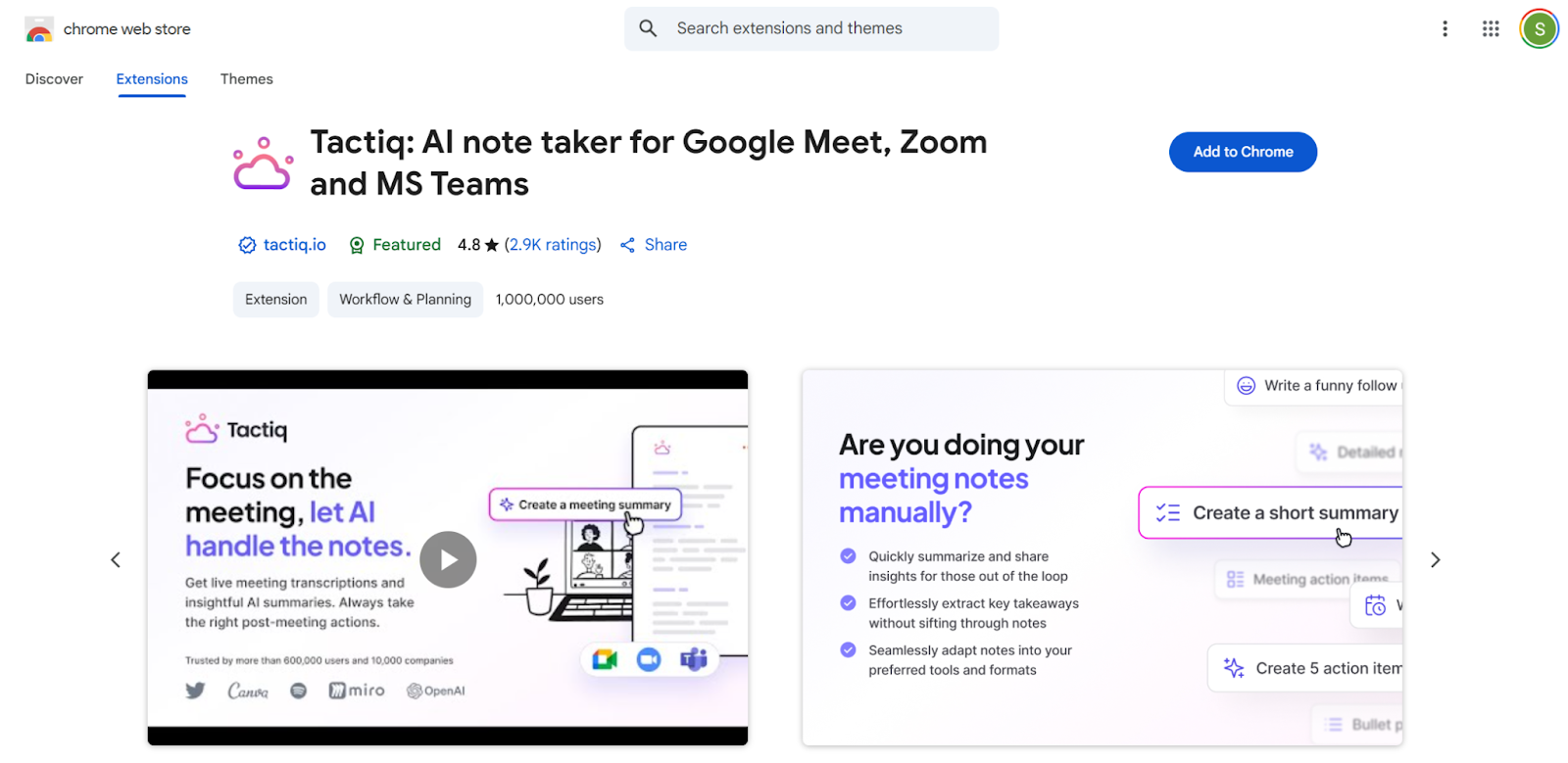 Tactiq Chrome Extension