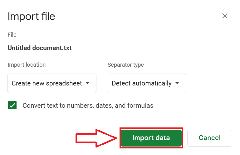 Import data on Google Sheets