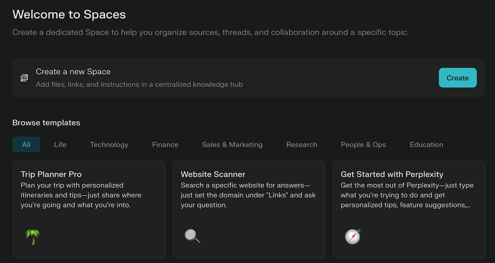 Spaces in Perplexity