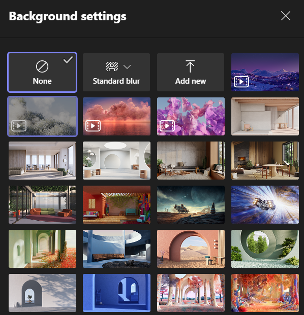 Teams background settings