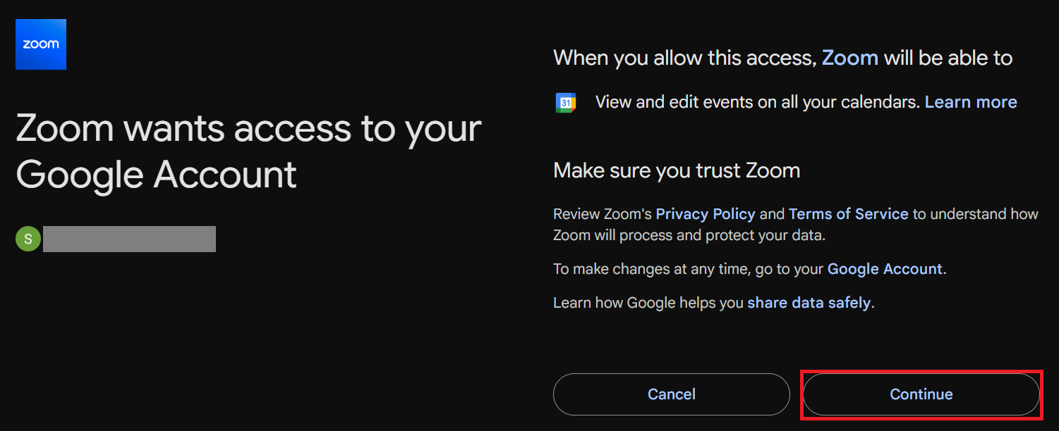 Give permissions to Zoom