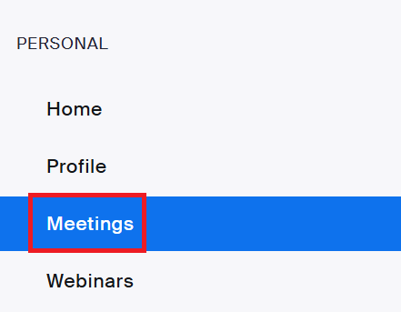Zoom meetings tab