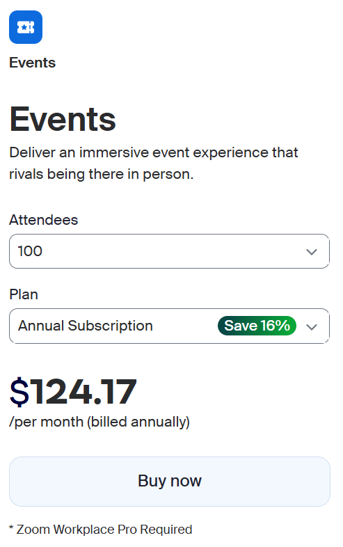 Zoom Events Pricing