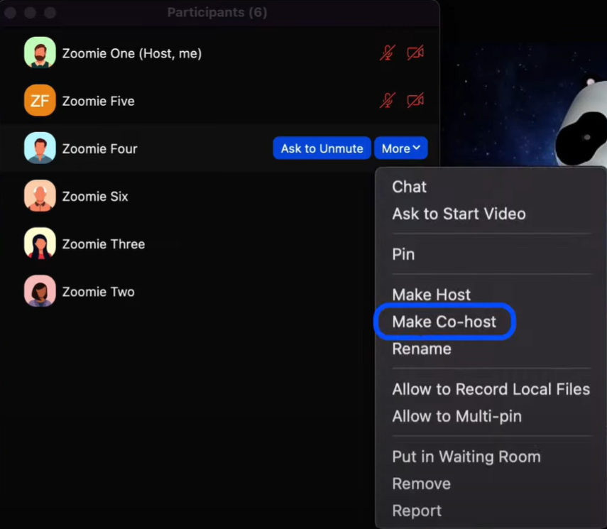 Assign a co-host on Zoom