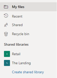 OneDrive shared libraries