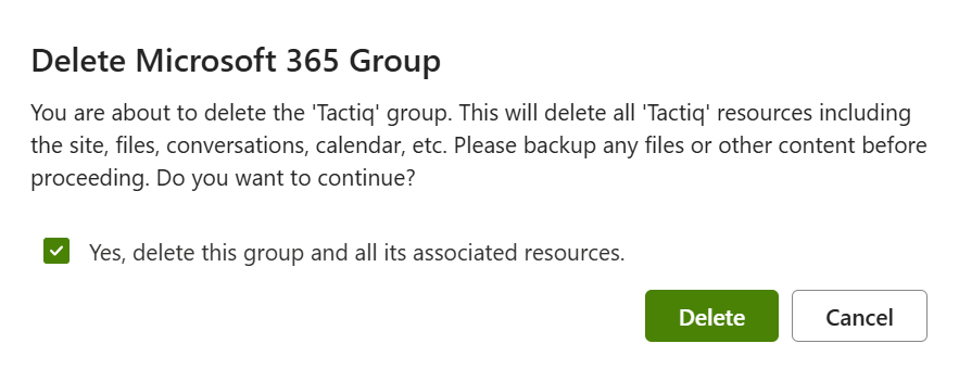 Confirm library deletion