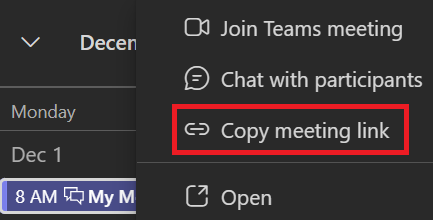 Share a Teams meeting link