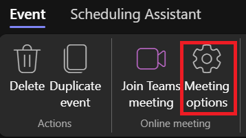 Teams Calendar meeting options