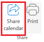 Share calendar Outlook