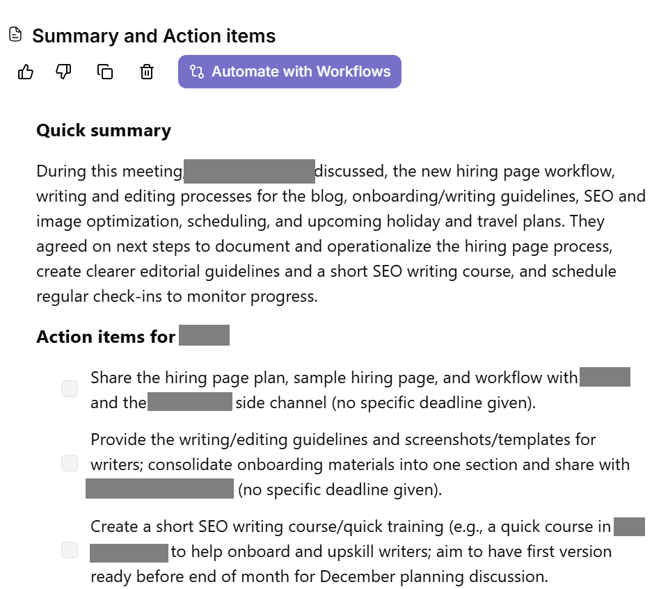 Sample Tactiq summary