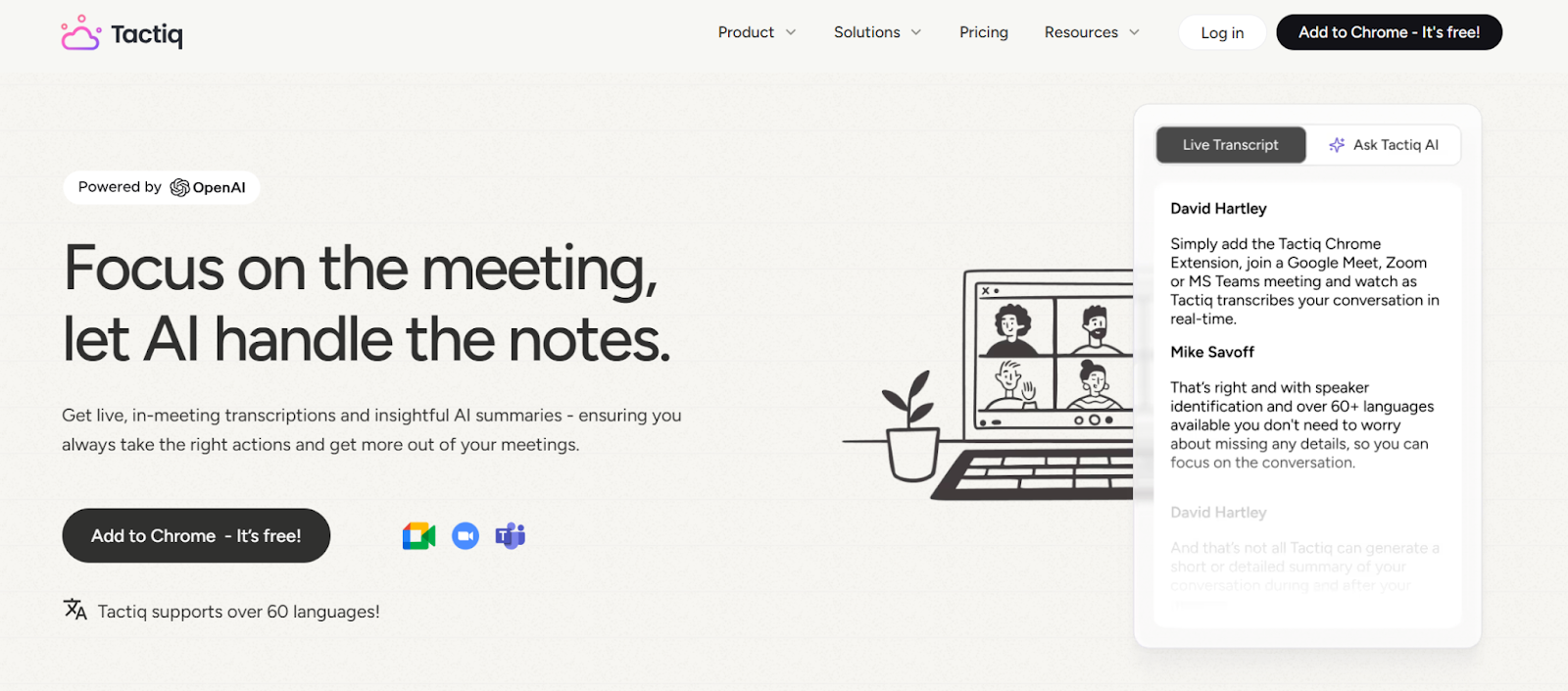 Summarize transcript file with Tactiq