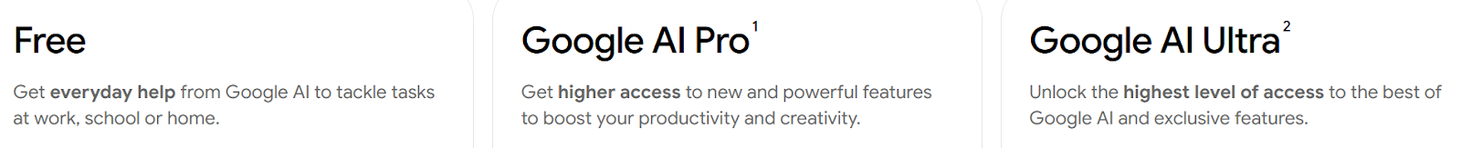 Gemini subscription plans